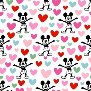 Bigger Classic Mickey and Colorful Valentine Hearts