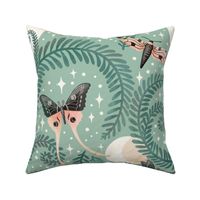 Serene nightsky with mystic moths, moon and fern, large