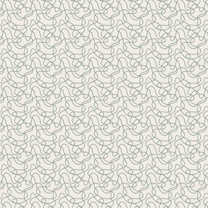 Hand Drawn Tangled Lines In Green, Cream - small