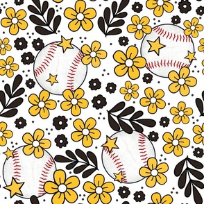 Large Scale Team Spirit Baseball Floral in San Diego Padres Yellow Gold and Brown