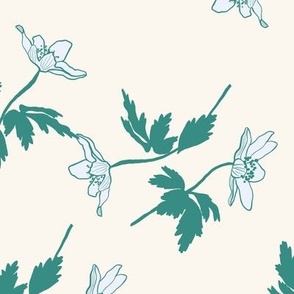 Wood Anemone in Pale Cream  - Large Scale - Bluebell Woods Collection
