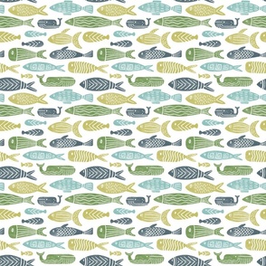 block print fish green SMALL
