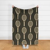 Beige-white-tennis-rackets-on-plain-dark-grey-L-large