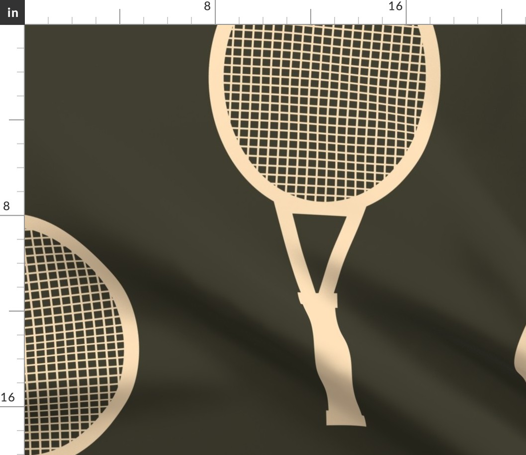 Beige-white-tennis-rackets-on-plain-dark-grey-L-large