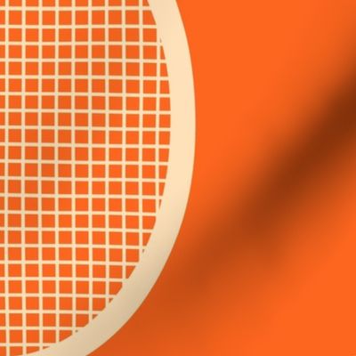 Beige-white-tennis-rackets-on-plain-bold-retro-orange-L-large