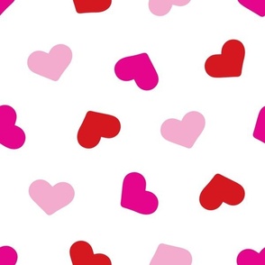 medium hearts / pink and red on white