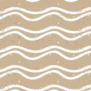 Waves in beige and white with black dots nursery decor