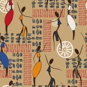 Tribal dance-medium size- hand drawn- 2024