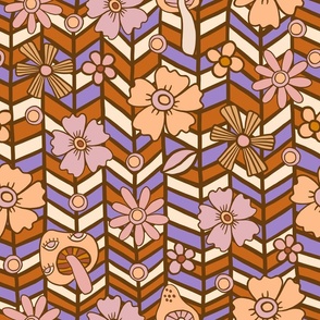 Chevron with flowers - vintage mood - Mauves and Violets