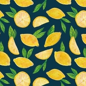 Summer Citrus Fruit Lemons (Dark Blue)