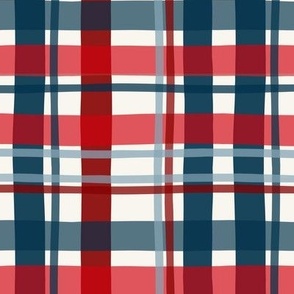 Geometric Checkers for 4th of July in Red, Off White + Navy Blue