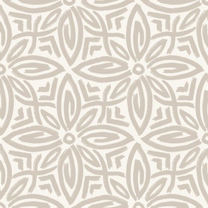 Geometric Bold Abstract Flowers in Beige and Cream