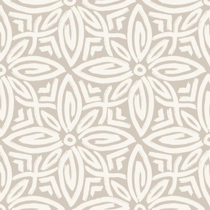 Geometric Bold Abstract Flowers in Cream and Beige