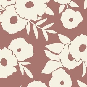 Cottagecore Wildflower Spring Garden in Dark Rose Pink - LARGE Scale