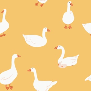 (L) Snow farm geese, on yellow, jumbo