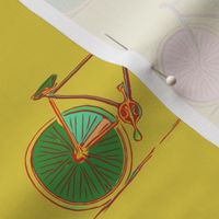 Abstract Bike Illustration in Yellow Green and Pink