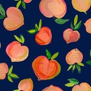 Painterly Summer Peaches // Navy