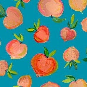 Painterly Summer Peaches // Island Teal