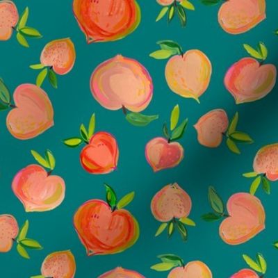 Painterly Summer Peaches // Teal
