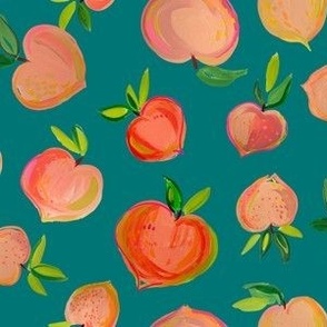 Painterly Summer Peaches // Teal