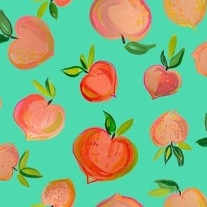 Painterly Summer Peaches // Aqua