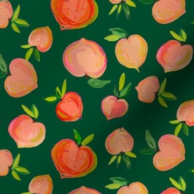 Painterly Summer Peaches // Deep Forest