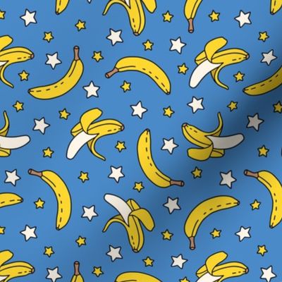Bananas and Stars on Blue (Medium Scale) 