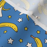 Bananas and Stars on Blue (Medium Scale) 