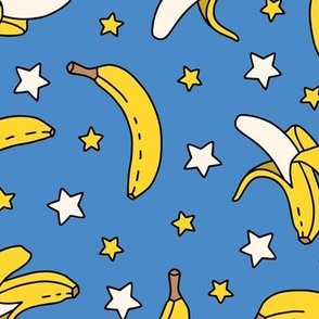 Bananas and Stars on Blue (Large Scale) 