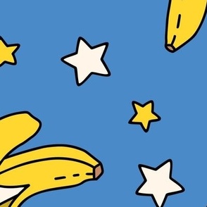 Bananas and Stars on Blue (Extra Large Scale) 