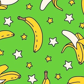 Bananas and Stars on Green (Large Scale) 