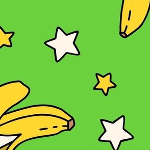 Bananas and Stars on Green (Extra Large Scale) 
