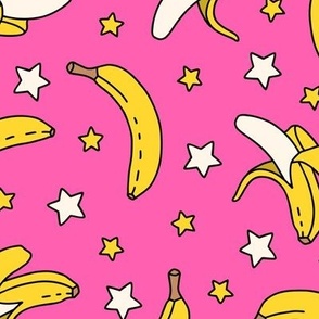 Bananas and Stars on Pink (Large Scale) 