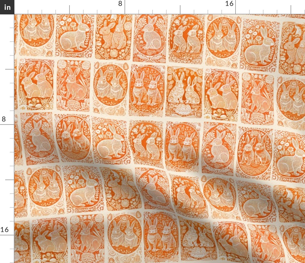 Bunny Blockprint: Orange (Small Scale)
