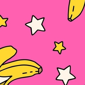Bananas and Stars on Pink (Extra Large Scale) 