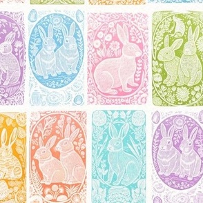 Bunny Blockprint: Pastels (Small Scale)