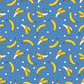 Bananas and Stars on Blue (Small Scale) 