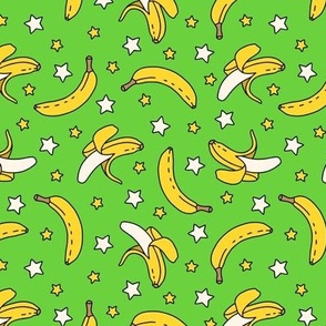 Bananas and Stars on Green (Medium Scale) 