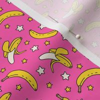 Bananas and Stars on Pink (Small Scale) 