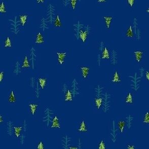 Pine Tree Forest on Navy
