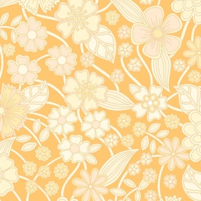 wildflower meadow in faded yellow lemon blush 24 jumbo wallpaper scale by Pippa Shaw