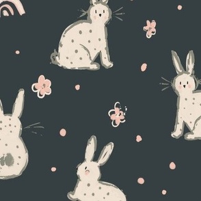Cute rabbits in the forest