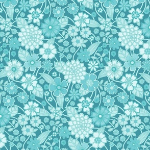 wildflower meadow in teal jade turquoise 12 large wallpaper scale by Pippa Shaw