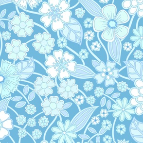 wildflower meadow in cool blue white 24 jumbo wallpaper scale by Pippa Shaw