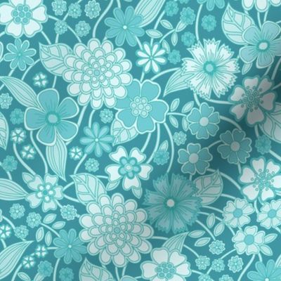 wildflower meadow in teal jade turquoise 8 medium wallpaper scale by Pippa Shaw