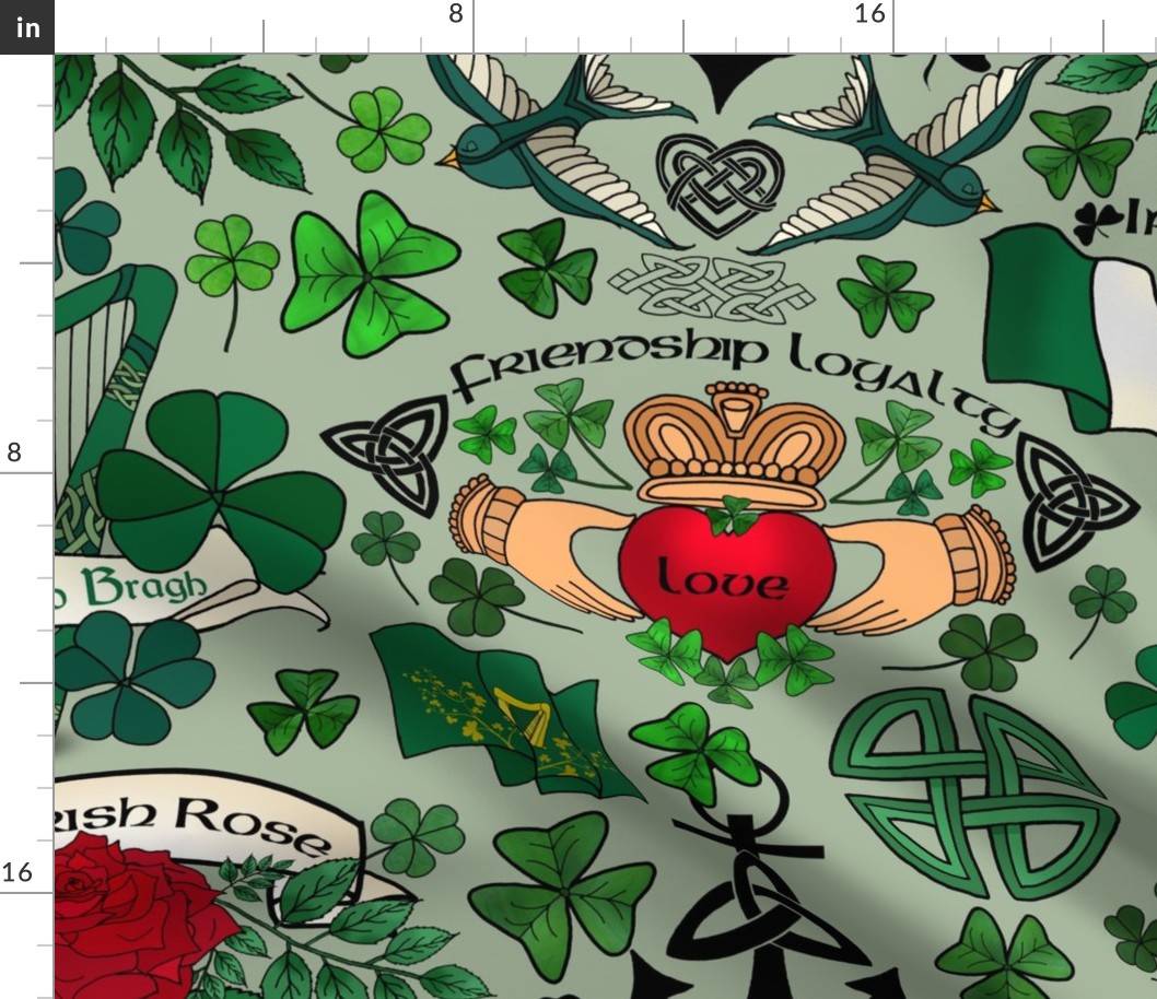 Irish Pride Tattoos (Sage Green large scale)  