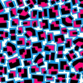 80s Geometric Leopard Hot Pink & Neon Blue  Small Scale