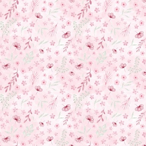 (S) Pastel pink floral on pink background