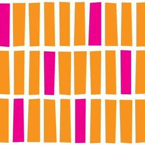 mod irregular rectangles - orange - hot pink - white