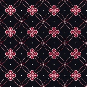 Tiny red japanese flowers japandi style red floral